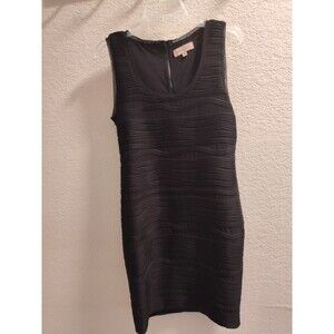 Philosophy Sleeveless Sheath Dress Black Stretch Medium Textured Semi Sheer